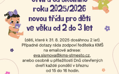 Nová třída pro děti ve věku od 2 do 3 let