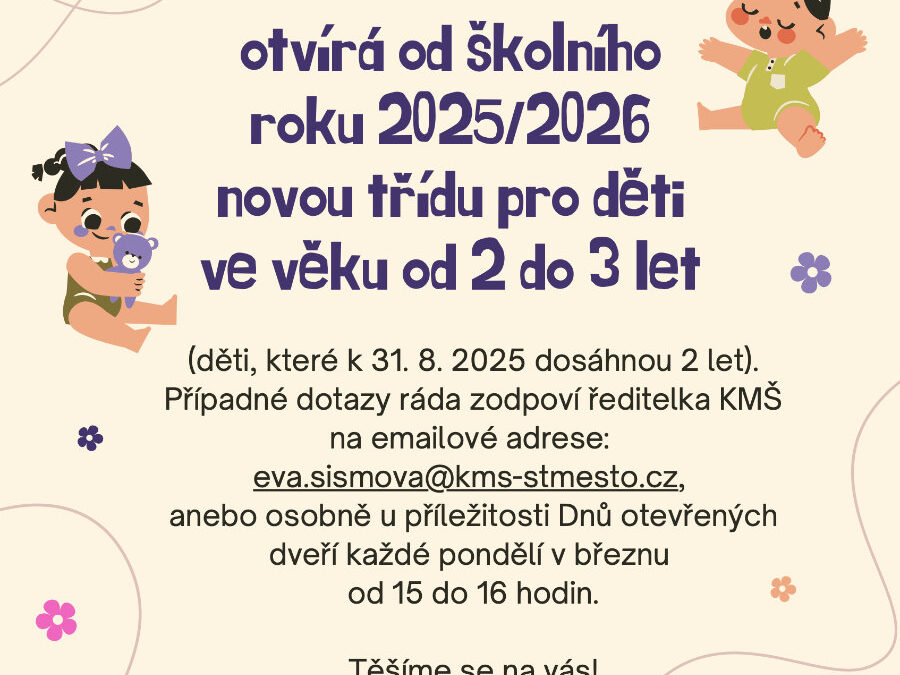 Nová třída pro děti ve věku od 2 do 3 let